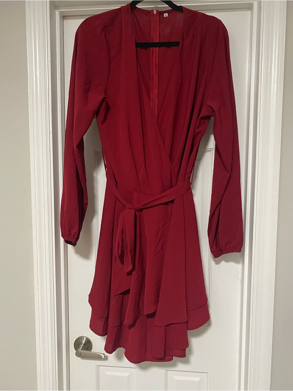 Red Wrap Dress with Tie Waist - Women